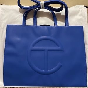 BRAND NEW TELFAR LARGE BLUE PAINTERS TAPE HANDBAG